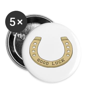 Fer à cheval cool pour les jours de chance - Lot de 5 grands badges (56 mm) - blanc - Devant