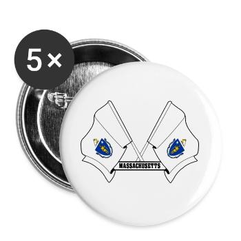 Zwei Flaggen mit dem Text MASSACHUSETTS - Buttons groß 56 mm (5er Pack) - Weiß - Vorne