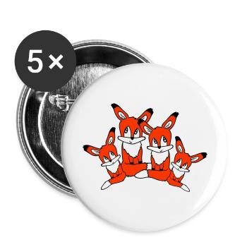 4 Renards Famille Quatre Parents Enfants Maman Papa Mignon - Lot de 5 grands badges (56 mm) - blanc - Devant