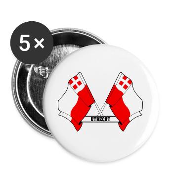 Two flags text UTRECHT - Buttons large 2.2''/56 mm (5-pack) - white - Front