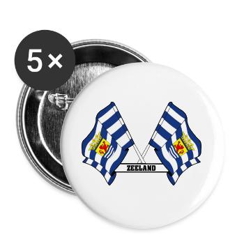 Zwei Flaggen mit dem Text ZEELAND - Buttons groß 56 mm (5er Pack) - Weiß - Vorne