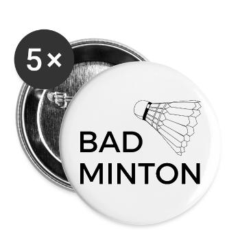 Badminton Design mit Federball T Shirt - Buttons groß 56 mm (5er Pack) - Weiß - Vorne