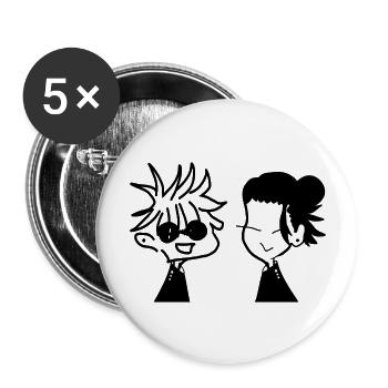 Japanische Familie anime kunstvoll - Buttons groß 56 mm (5er Pack) - Weiß - Vorne