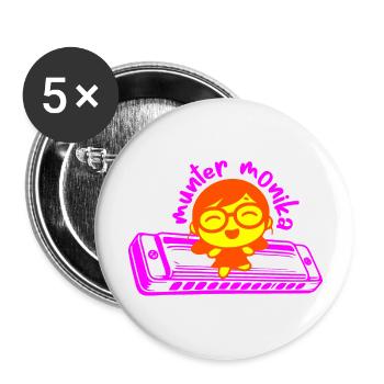 munter monika dancing on the mundharmonika pink - Buttons groß 56 mm (5er Pack) - Weiß - Vorne