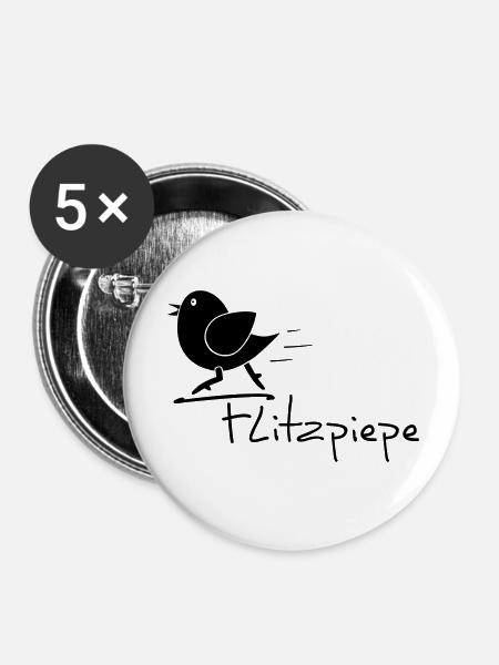 Flitzpiepe - Buttons groß 56 mm (5er Pack) - Weiß