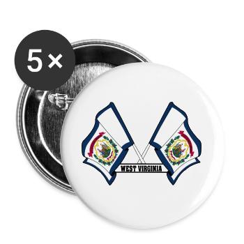 Zwei Flaggen mit dem Text WEST VIRGINIA - Buttons groß 56 mm (5er Pack) - Weiß - Vorne