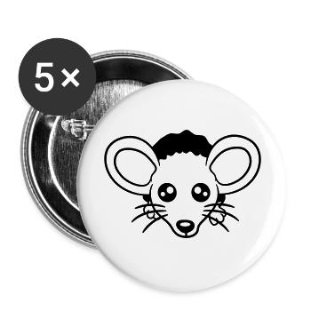 Maus Wand Loch Mauseloch Guckt Süß Lustig Comic - Buttons groß 56 mm (5er Pack) - Weiß - Vorne