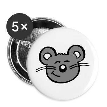 Maus Mäuschen Süße Kleine Ratte Nager Freundlich - Buttons groß 56 mm (5er Pack) - Weiß - Vorne