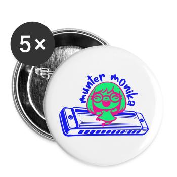 Monika pleine de vie dansant à l’harmonica - Lot de 5 grands badges (56 mm) - blanc - Devant
