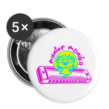 Monika pleine de vie dansant à l’harmonica - Lot de 5 grands badges (56 mm) - blanc - Devant