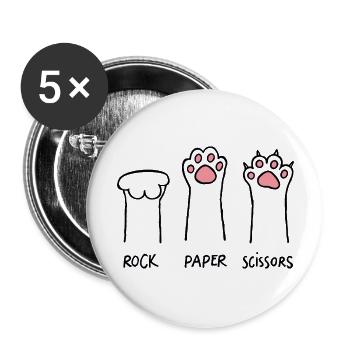 Pet Rock Paper Scissor - Buttons large 2.2''/56 mm (5-pack) - white - Front