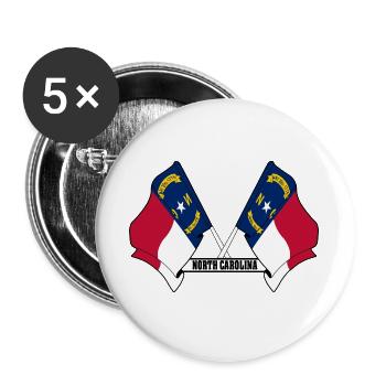 Deux drapeaux texte CAROLINE DU NORD - Lot de 5 grands badges (56 mm) - blanc - Devant