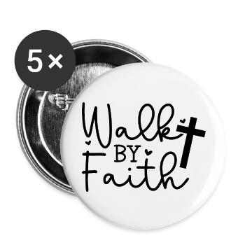 Marcher par la foi - Lot de 5 grands badges (56 mm) - blanc - Devant