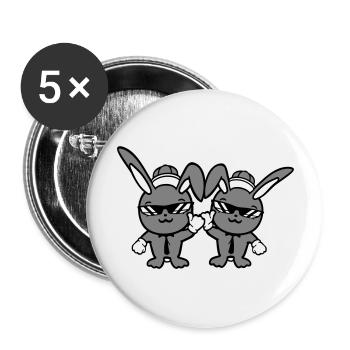 2 Bunnies Sunglasses Cappy Tie Beanie Friends - Buttons large 2.2''/56 mm (5-pack) - white - Front