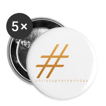 Christopher kann das Rautenmuster in Gold - Buttons groß 56 mm (5er Pack) - Weiß - Vorne