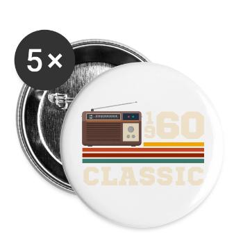 Retro classic 1960s anniversary - Buttons large 2.2''/56 mm (5-pack) - white - Front