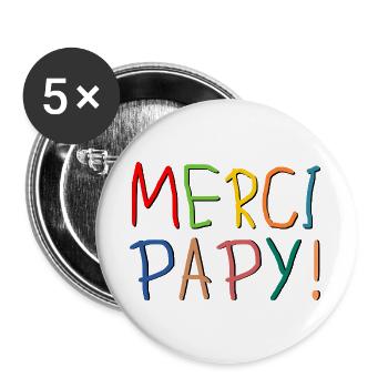 MERCI GRAND-PÈRE PAPY - Lot de 5 grands badges (56 mm) - blanc - Devant