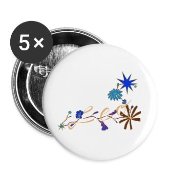 Lion – Signes et fleurs magiques du zodiaque - Lot de 5 grands badges (56 mm) - blanc - Devant