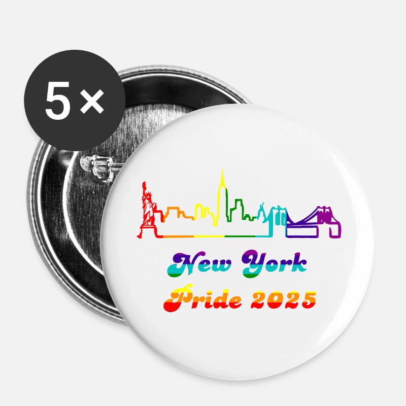 Pride 2025 NY - Buttons large 2.2''/56 mm (5-pack) - white