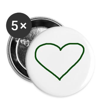 Coeur vert foncé idée cadeau vert - Lot de 5 grands badges (56 mm) - blanc - Devant