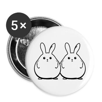 Lapin Drôle Pâques Couple - Lot de 5 grands badges (56 mm) - blanc - Devant