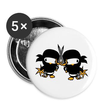 2 Oiseaux Ninja Fighter Assassin Épée Ninja Star - Lot de 5 grands badges (56 mm) - blanc - Devant