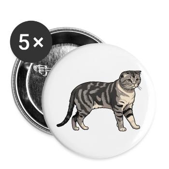 Pliage écossais - Cat Pet Design - Lot de 5 grands badges (56 mm) - blanc - Devant
