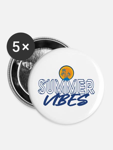Vibrationen im Sommer - Buttons groß 56 mm (5er Pack) - Weiß