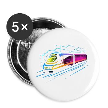 Train Cartoon Look - Buttons large 2.2''/56 mm (5-pack) - white - Front