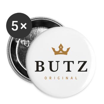 Butz Original Familienlogo - Buttons groß 56 mm (5er Pack) - Weiß - Vorne