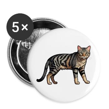Chat domestique - Autocollant d’animal mignon - Lot de 5 grands badges (56 mm) - blanc - Devant
