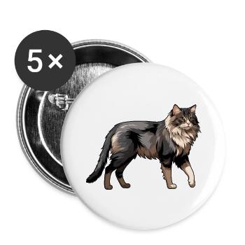 Norwegian Cat - Cute Pet Sticker - Buttons large 2.2''/56 mm (5-pack) - white - Front