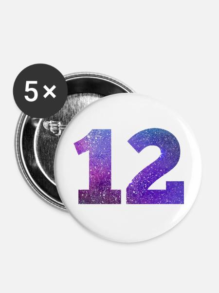 Galaxie Nummer 12 - Buttons groß 56 mm (5er Pack) - Weiß