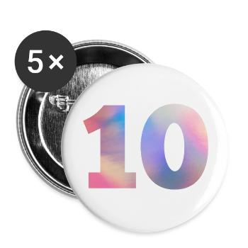 Colorful Number 10 - Buttons large 2.2''/56 mm (5-pack) - white - Front