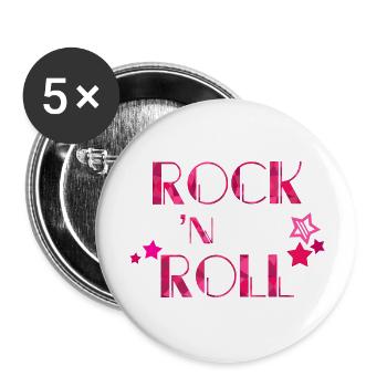 ROCK 'N ROLL - Buttons large 2.2''/56 mm (5-pack) - white - Front