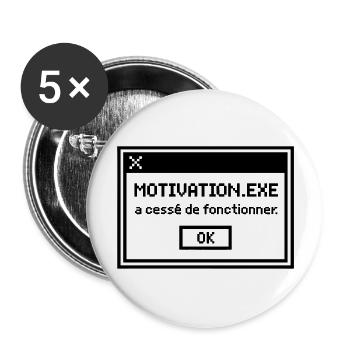 Motivation Geek Gamer Gaming Humour - Lot de 5 grands badges (56 mm) - blanc - Devant