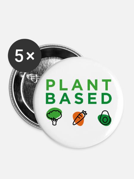 Pflanzlich - Buttons groß 56 mm (5er Pack) - Weiß