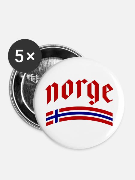 Norwegen Fahne Norge - Buttons groß 56 mm (5er Pack) - Weiß