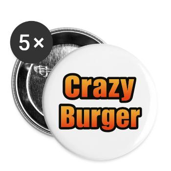 Crazy Burger Official Logo - Buttons large 2.2''/56 mm (5-pack) - white - Front