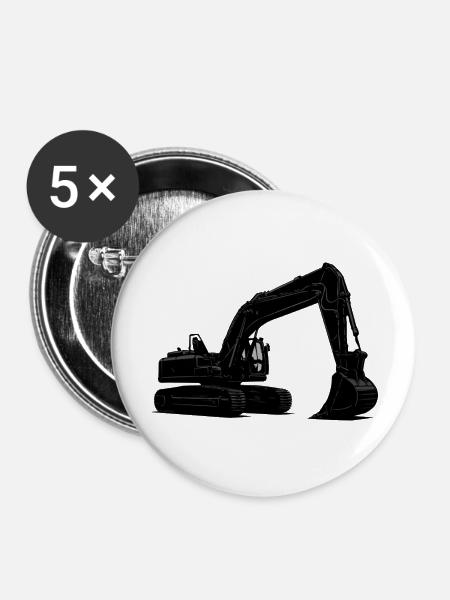 bagger - Buttons groß 56 mm (5er Pack) - Weiß