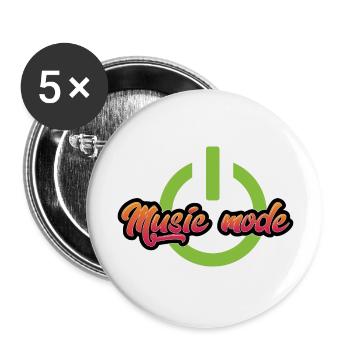 Mode Musique - Allumez pour le son de votre vie - Lot de 5 grands badges (56 mm) - blanc - Devant