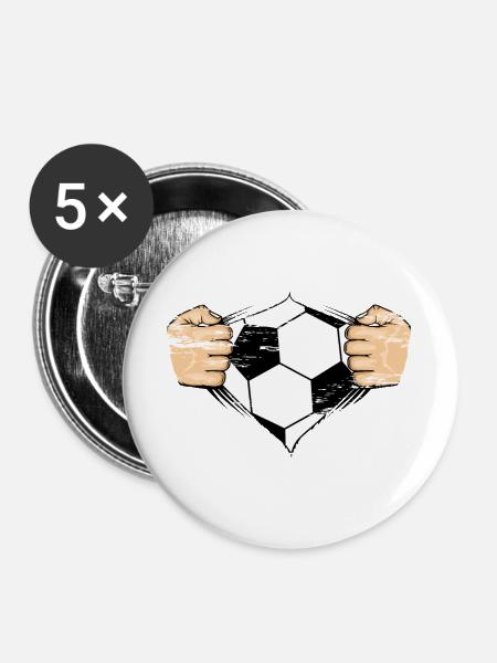 Fussball Design used - Buttons groß 56 mm (5er Pack) - Weiß