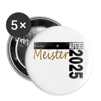 Kreisliga Meister Shirt Aufsteiger 2025 - Buttons groß 56 mm (5er Pack) - Weiß - Vorne
