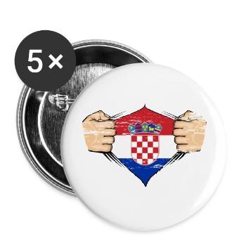 Croatia flag design used - Buttons large 2.2''/56 mm (5-pack) - white - Front