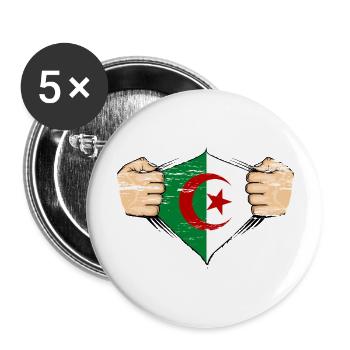 Algeria flag design used - Buttons large 2.2''/56 mm (5-pack) - white - Front