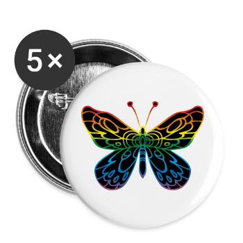 Papillon - Lot de 5 grands badges (56 mm) - blanc - Devant