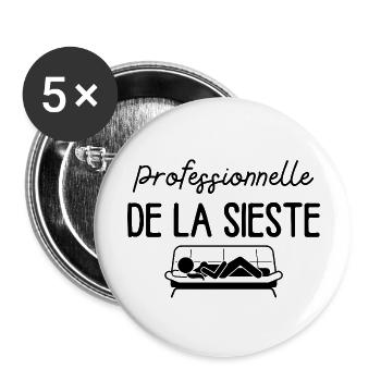 Professionnelle de la sieste - Lot de 5 grands badges (56 mm) - blanc - Devant