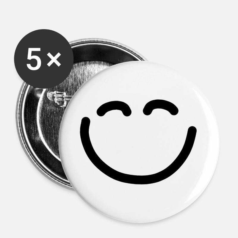 Happy face - Buttons large 2.2''/56 mm (5-pack) - white