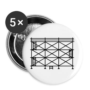 Silhouette d’échafaudage, échafaudage de construction - Lot de 5 grands badges (56 mm) - blanc - Devant