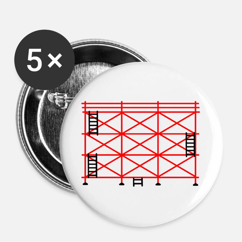 Red scaffolding with black steps construction design - Buttons large 2.2''/56 mm (5-pack) - white